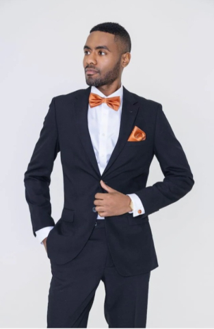 Manyara Vipers- Black Suit and an Orange Bow-Tie